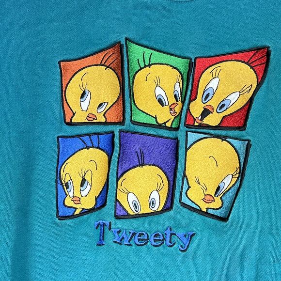 Vintage Looney Tunes Sweatshirt Womens Medium Warner Bros Tweety Bird 1996 - Picture 3 of 10